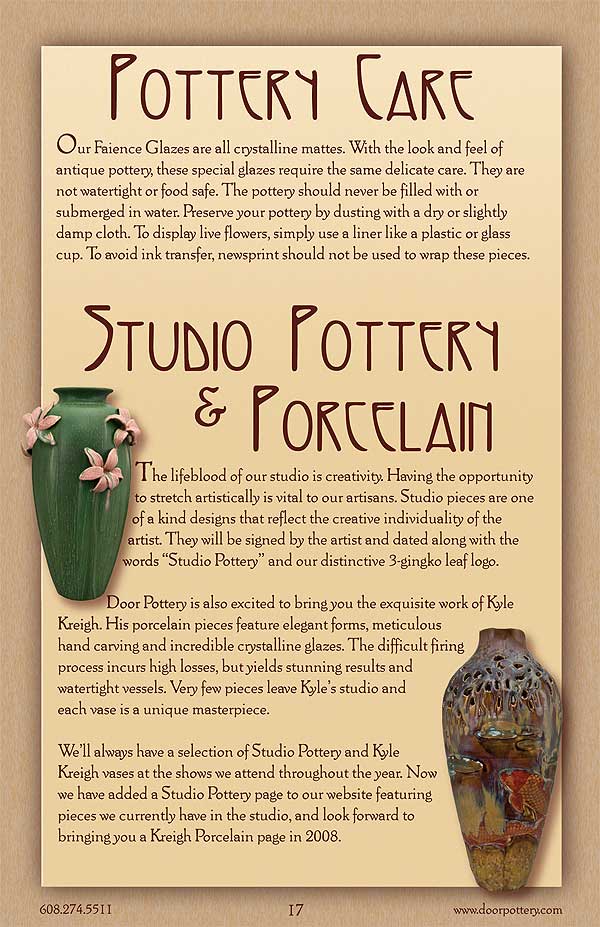 Pottery Care, Studio Pottery and Porcelain